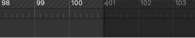 Prosjekt slutt-markøren i sporområdelinjalen.