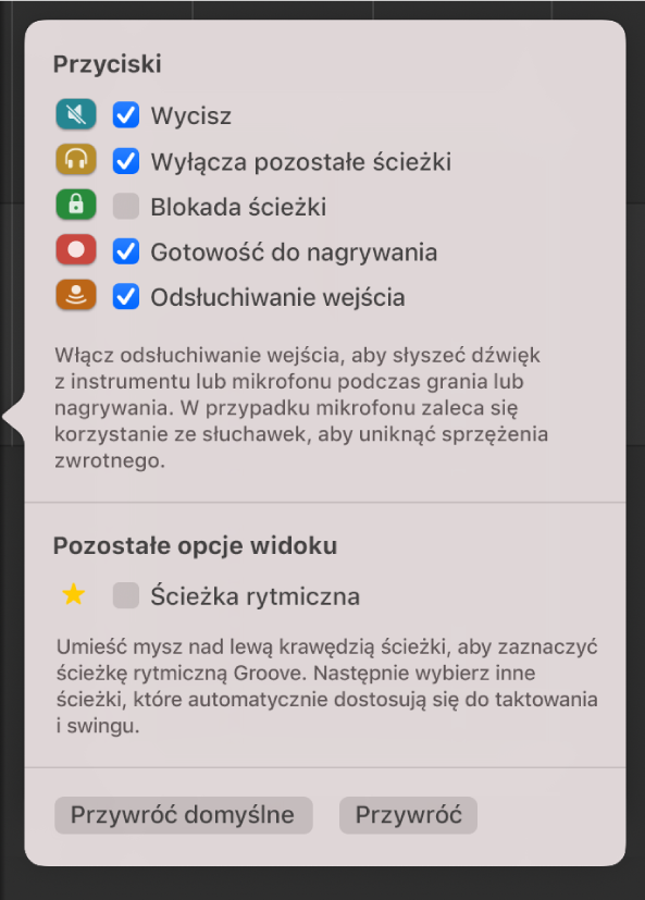 Okno dialogowe Konfiguruj nagłówek ścieżki.