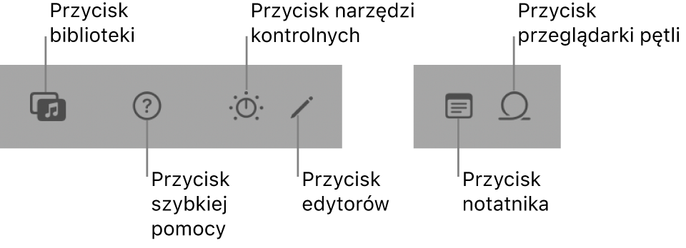 Przyciski na pasku narzędzi