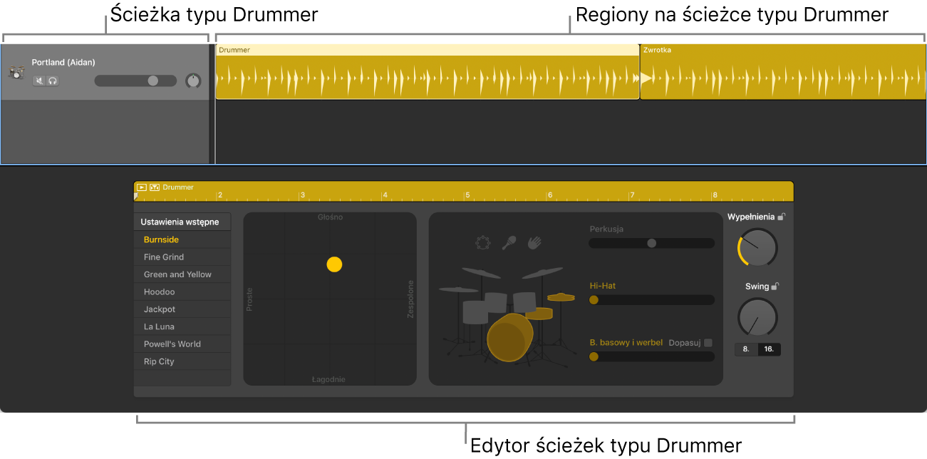 Ścieżka typu Drummer oraz edytor typu Drummer