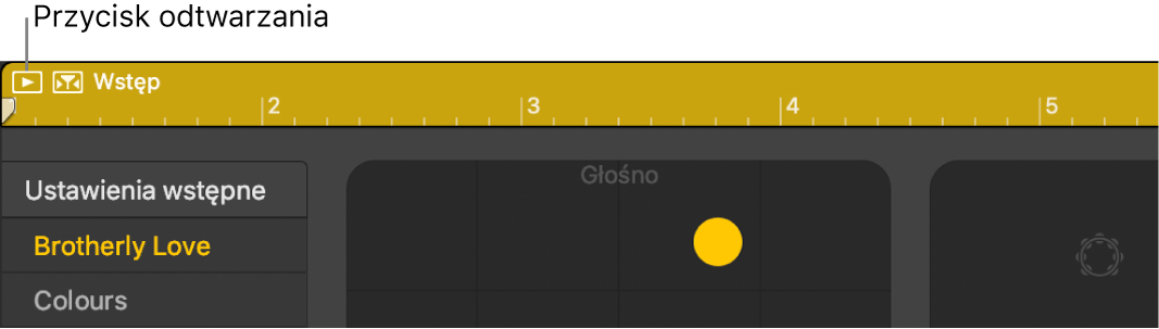 Region typu Drummer oraz przycisk Odtwarzaj.