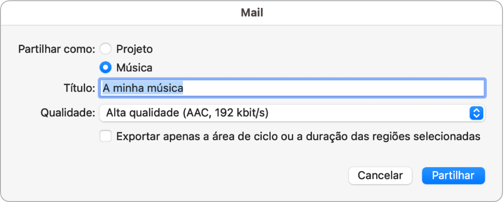 Caixa de diálogo de Mail Drop.