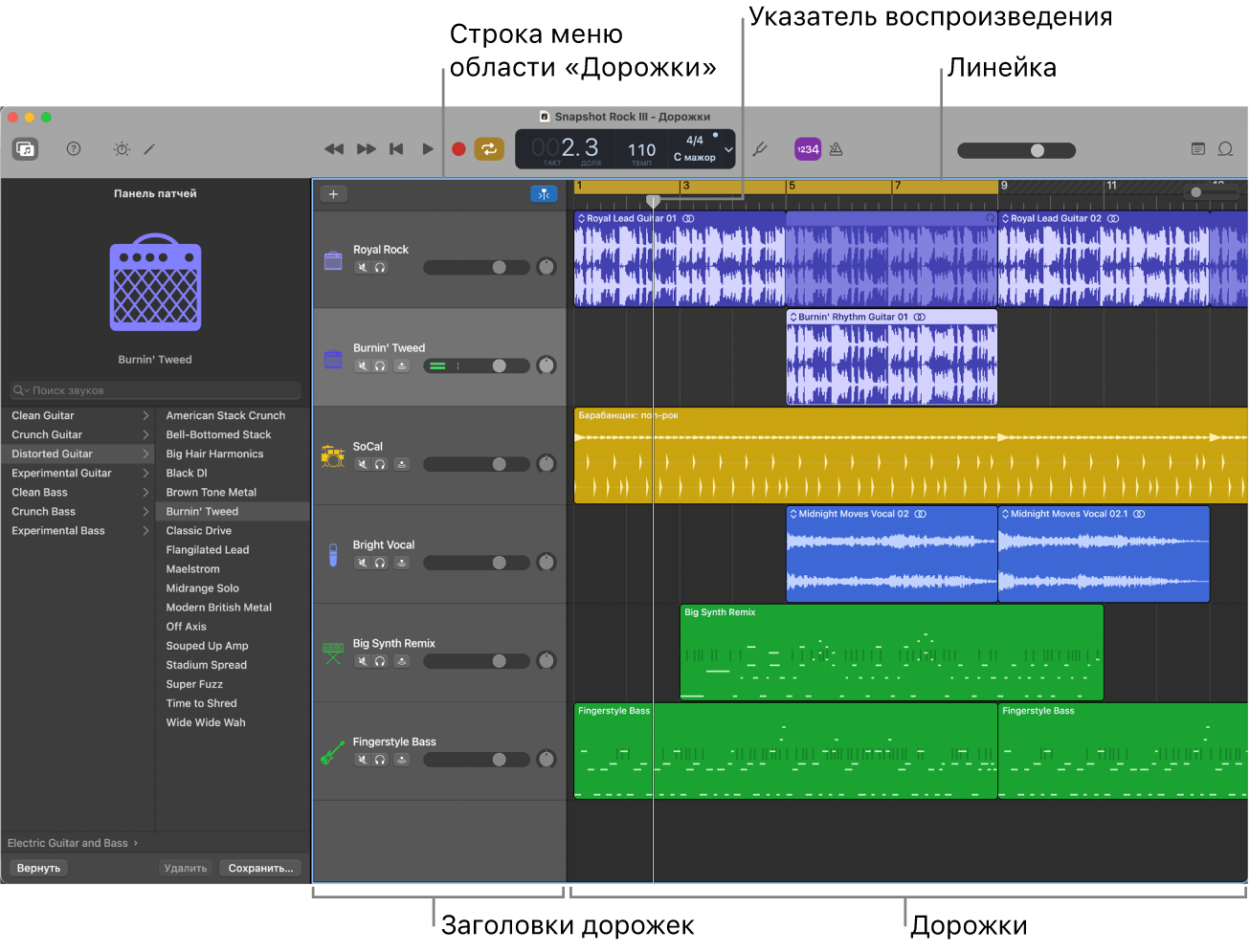 Область «Дорожки».