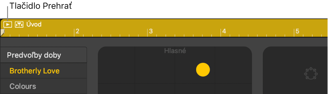 Rozsah Drummera znázorňujúci tlačidlo Prehrať.