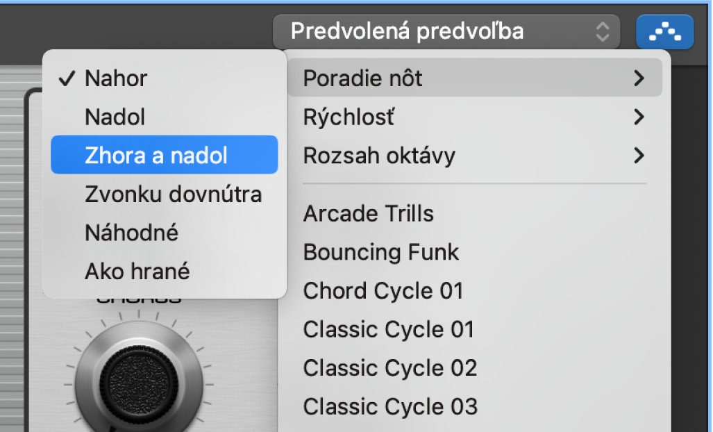 Arpegiátor ovládania Smart Controls.