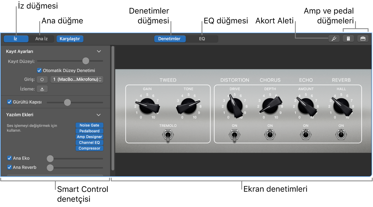 Smart Controls bölmesinde ekran denetimleri ve denetçi gösteriliyor.