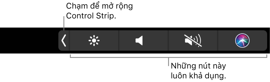 Hình ảnh. Control Strip của Touch Bar.