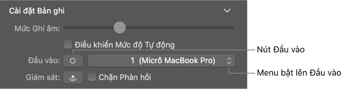 Nút Đầu vào và menu bật lên trong trình kiểm tra Smart Control.