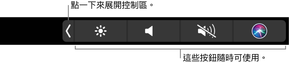 圖表。觸控欄的控制區。