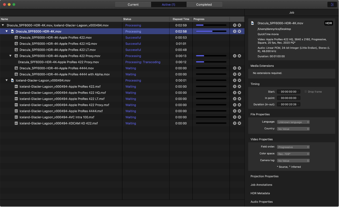 활성 보기를 보여주는 Compressor 윈도우