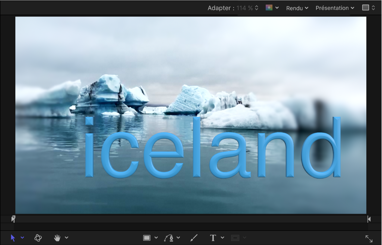 Canevas affichant du texte 3D auquel un style est appliqué.