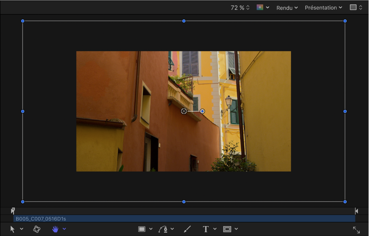Canevas affichant une image de grande taille importée avec le réglage « Ne rien faire »