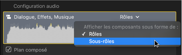 Menu local « Afficher les composants sous forme de »