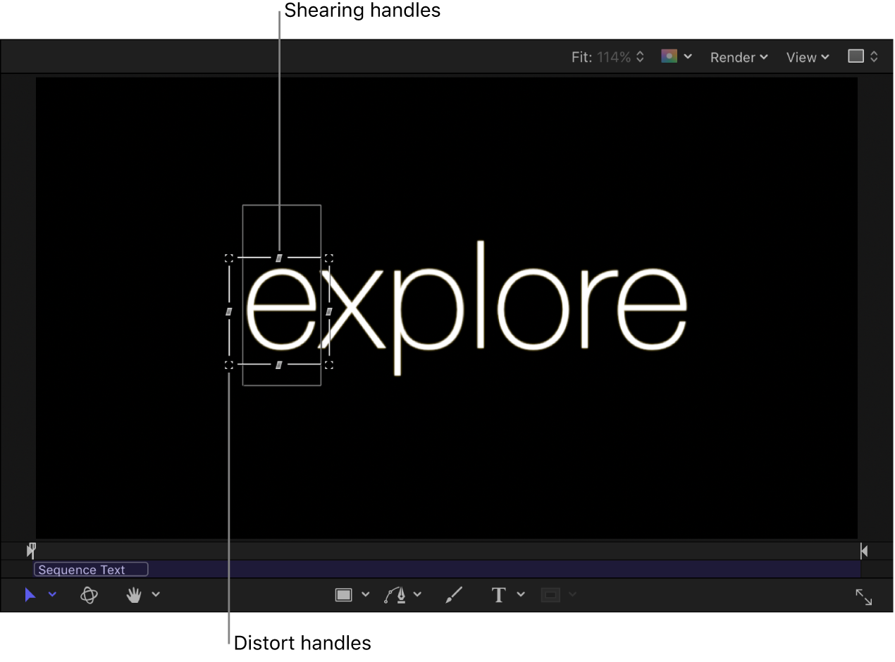 Lienzo con controles en pantalla para el comportamiento "Texto de la secuencia"
