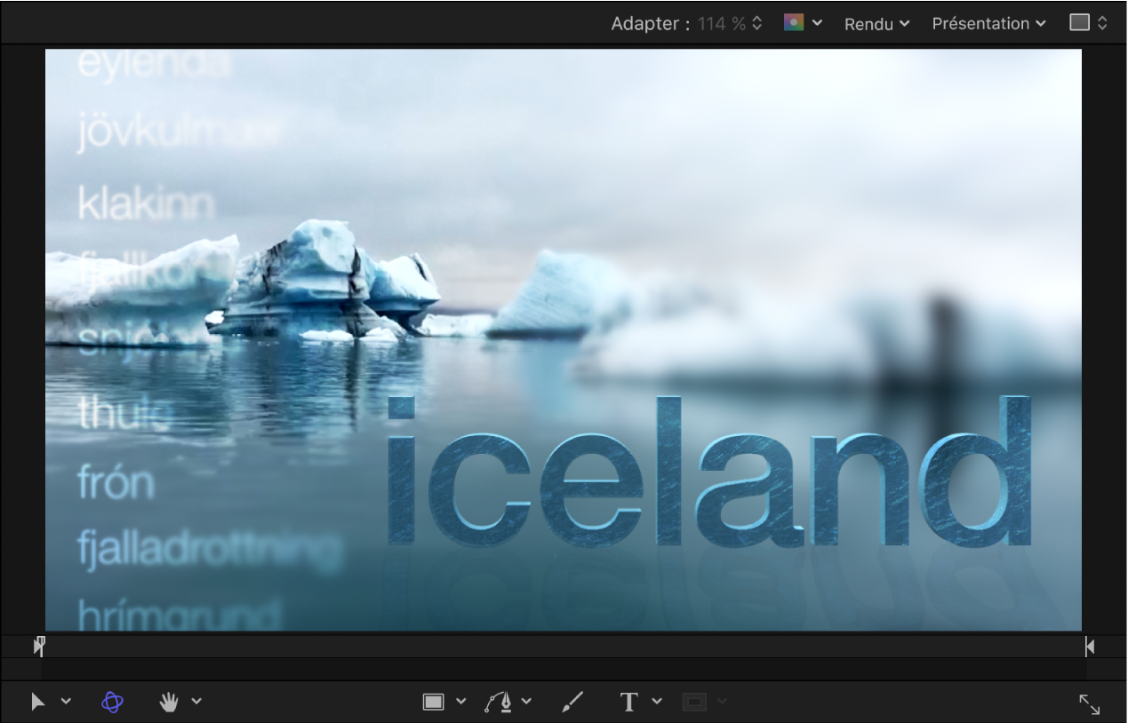 Canevas affichant un exemple de texte 3D terminé.