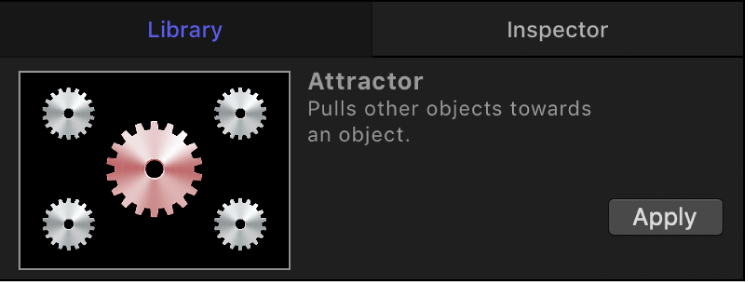 동작 미리보기를 보여주는 보관함 미리보기 영역