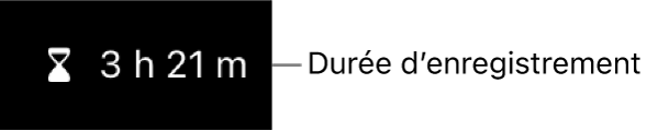 Un écran de caméra montrant le temps d’enregistrement restant.