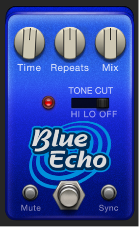 Ilustración. Ventana del stompbox Blue Echo.