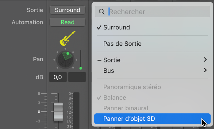 Figure. Panoramique d’objet 3D dans le slot de sortie.