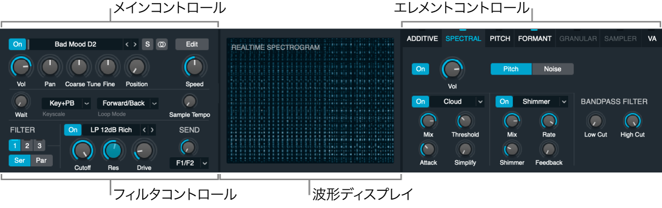 図。すべてのパラメータが表示されたソースサブページ。