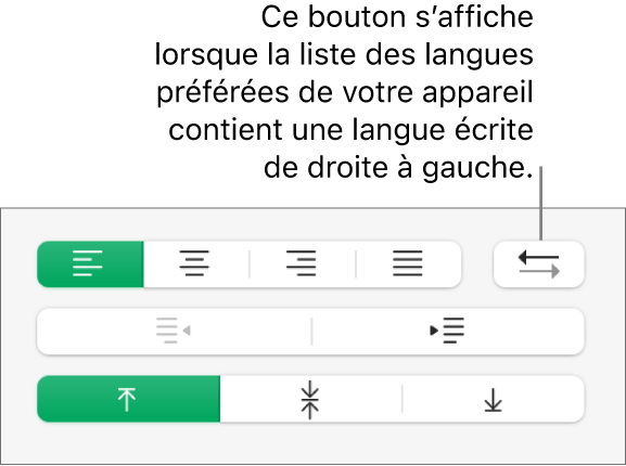 Le bouton « Direction du paragraphe » dans la section Alignement de la barre latérale Format.