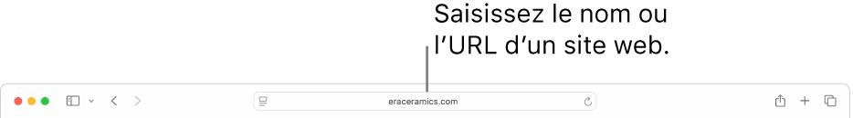 Le champ de recherche intelligente de Safari, dans lequel vous pouvez saisir le nom ou l’URL d’un site web.