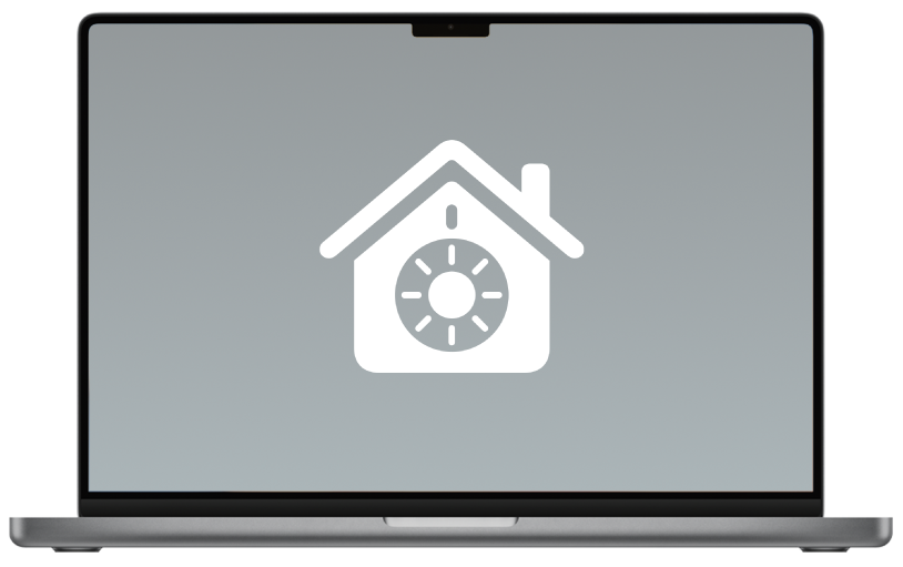 A Mac laptop open showing the icon for FileVault.