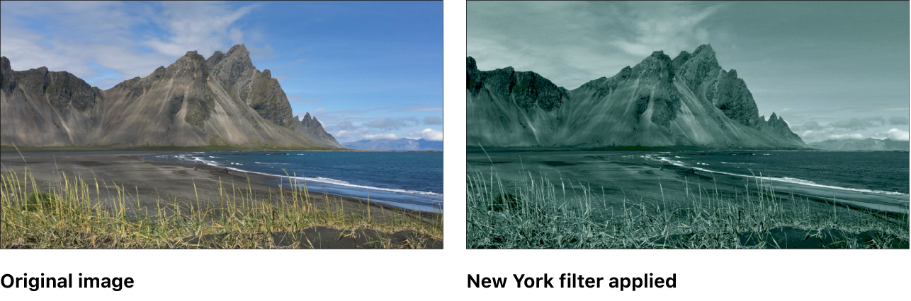 Canvas-Fenster, das den Effekt des Filters „New York“ zeigt.