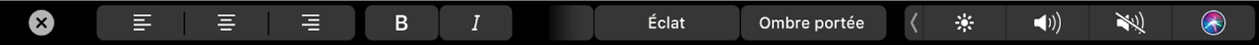 Options d’alignement et d’apparence du texte dans la Touch Bar