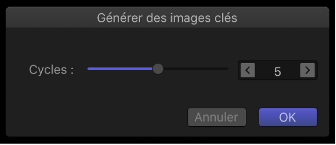 Zone de dialogue « Générer des images clés »