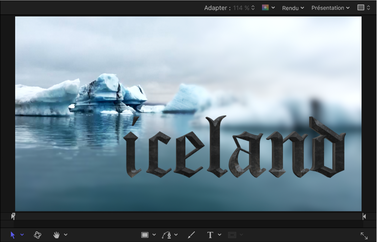 Canevas affichant du texte 3D auquel un style est appliqué.