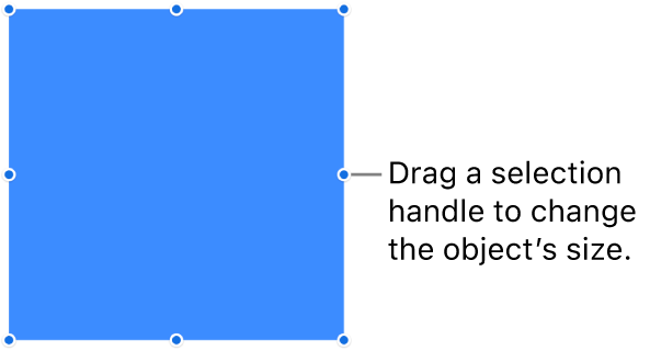 An object with blue dots on its border for changing the object’s size.