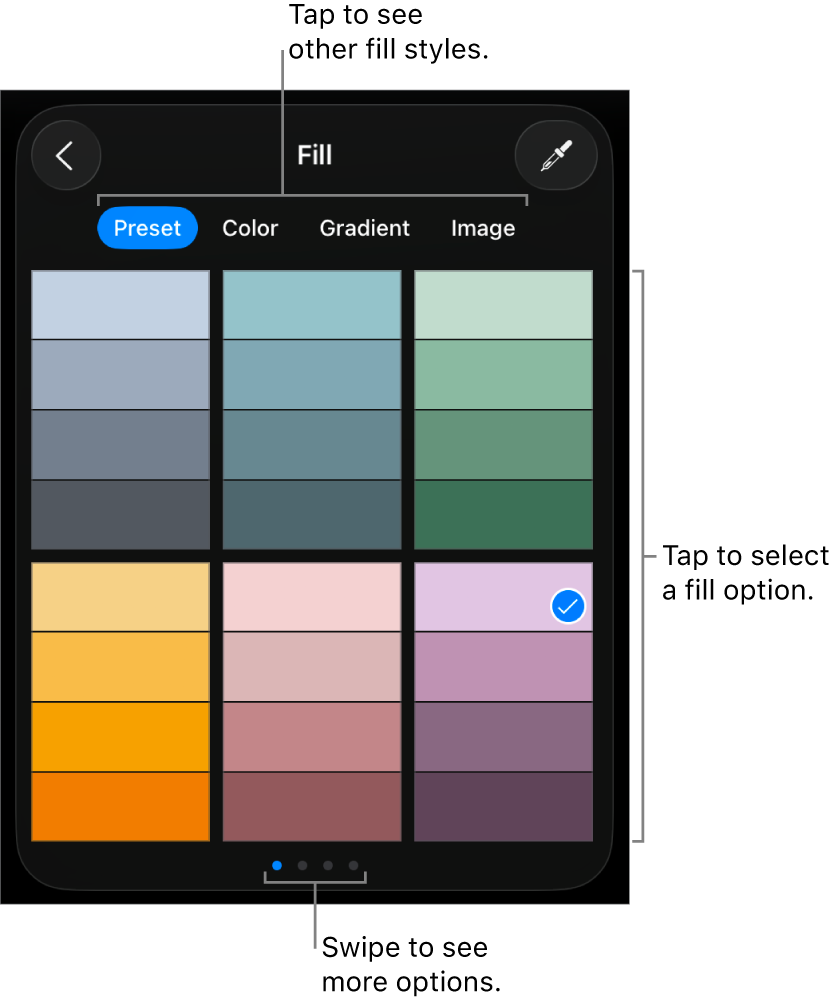 Fill options in the Style tab.