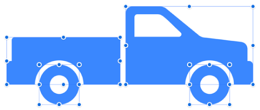 A compound shape broken apart into its constituent shapes.