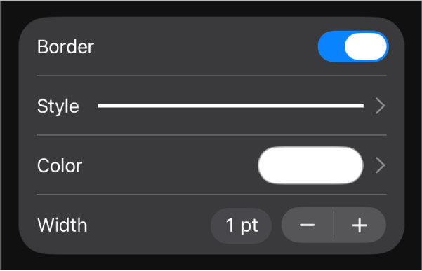 बॉर्डर शैली कस्टमाइज़ेशन नियंत्रण।
