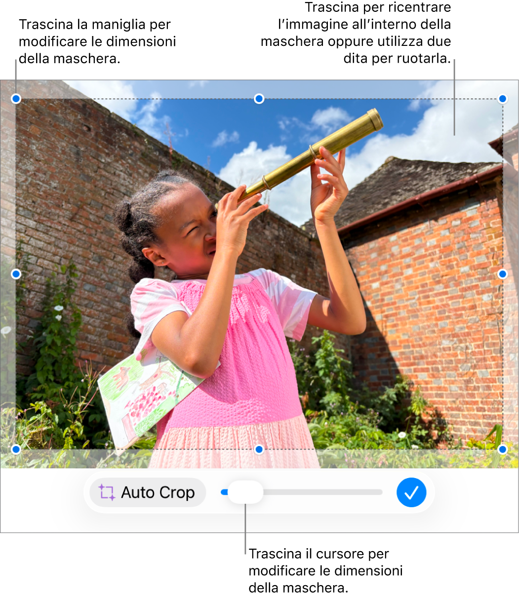 Il cursore della maschera nella parte inferiore di una foto.