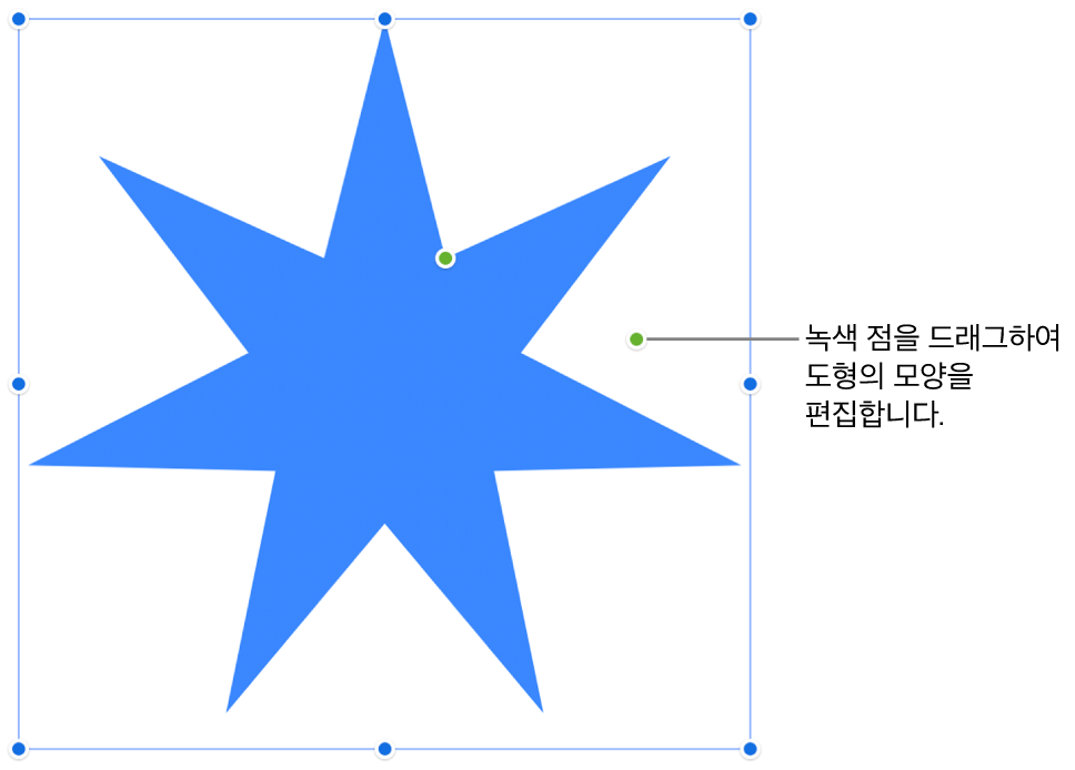 선택 영역 핸들이 있는 도형.