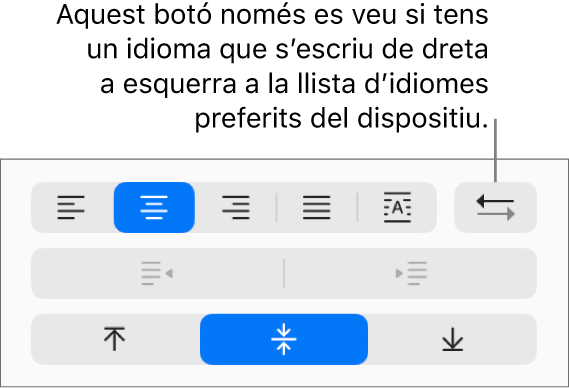 El botó “Direcció del paràgraf” de la secció Alineació de la barra lateral Format.