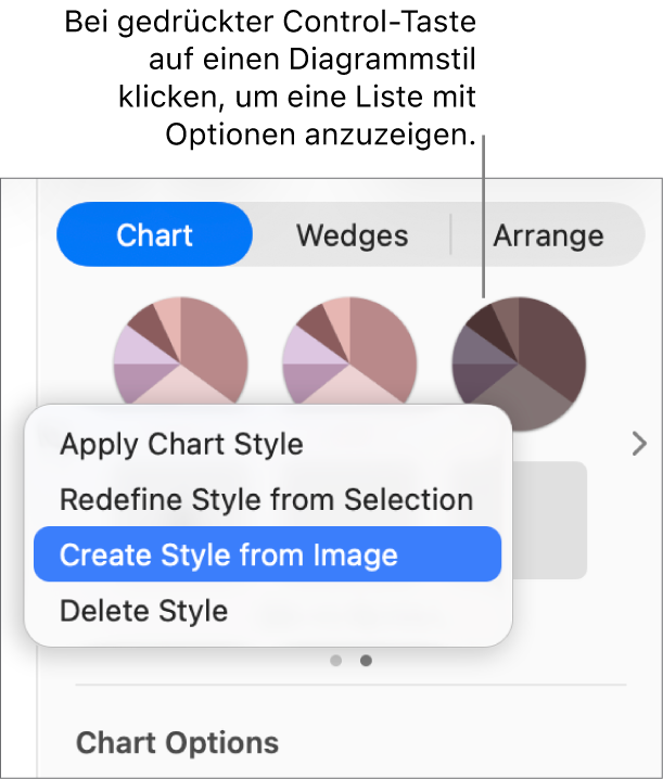 Das Kontextmenü für den Diagrammstil