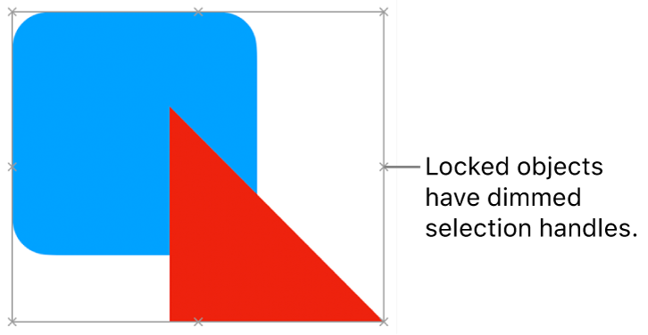 Locked objects with dimmed selection handles.