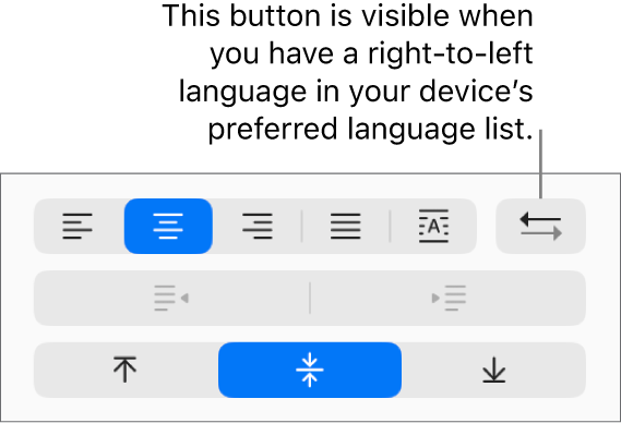 The Paragraph Direction button in the text alignment controls.