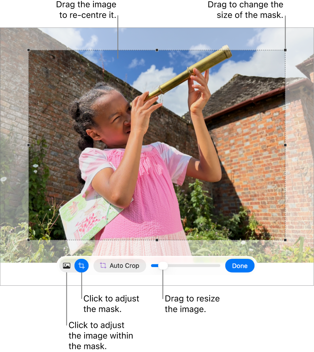 The mask controls over a photo.
