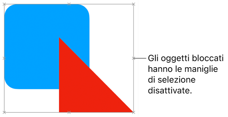 Oggetti bloccati con maniglie di selezione grigie.