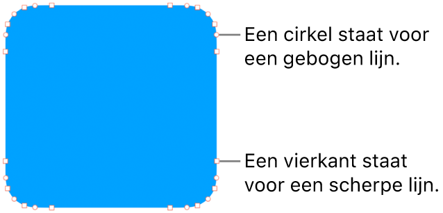 Een vorm met bewerkbare punten.