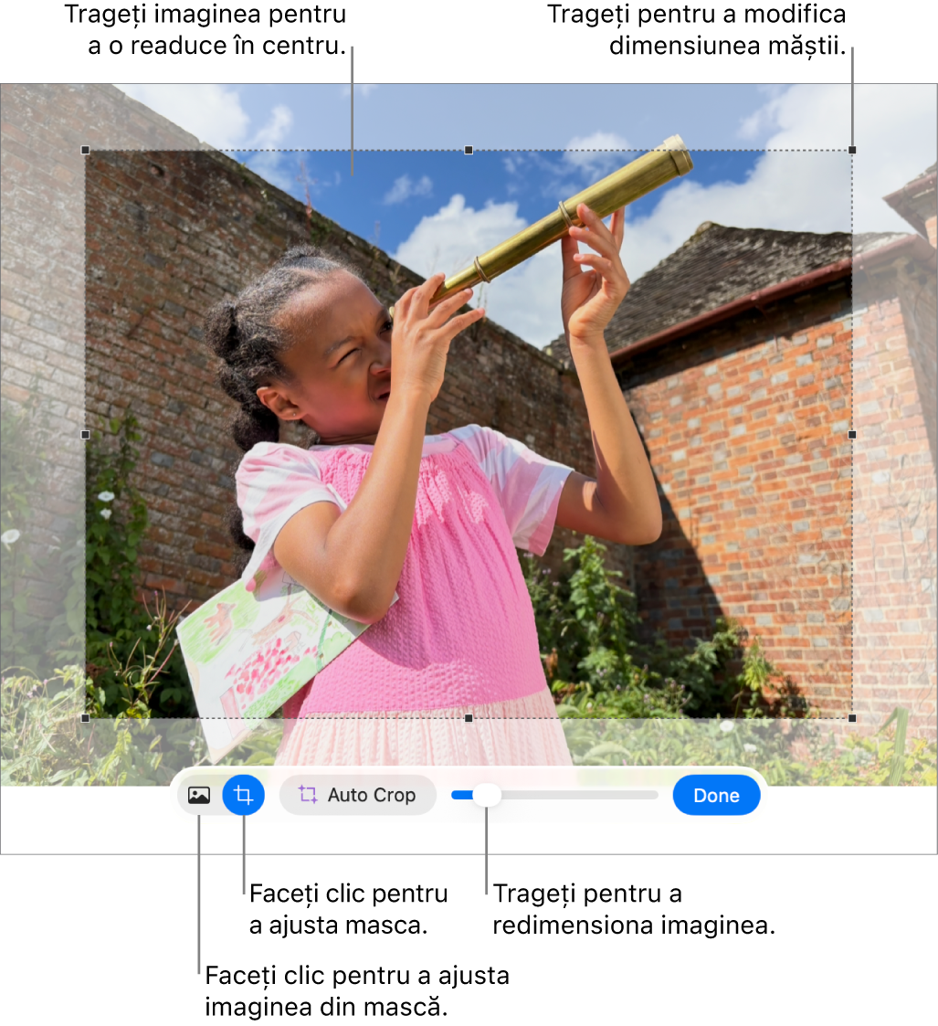 Comenzile de mascare peste o poză.