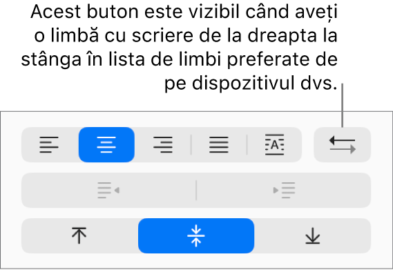 Butonul Direcție paragraf din secțiunea Aliniere a barei laterale Format.