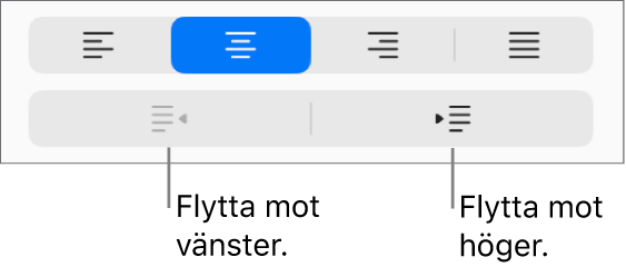Alternativ för styckejustering.