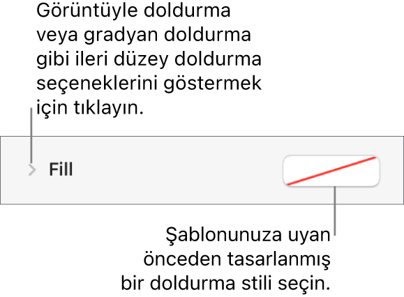 Doldurma rengi seçme denetimleri.