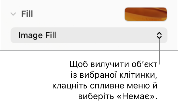 Елементи керування для вилучення обʼєкта з вибраної клітинки.