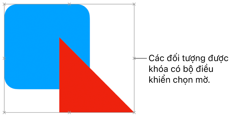 Các đối tượng bị khóa có các bộ điều khiển chọn bị làm mờ.